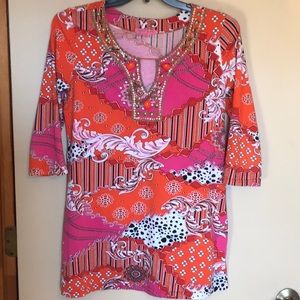 Joyous & free m orange pink top